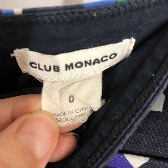 CLUB‎ MONACO Navy Geometric Blue White Green Shorts Sz 0 - Picture 9 of 10